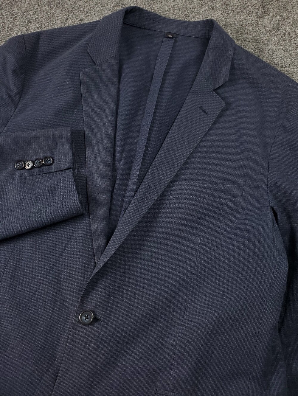 J Crew Ludlow Blazer 42R Somelos Linen Unstructured Navy Blue Micro Grid Check
